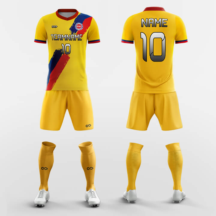 yellow custom soccer jerseys kit