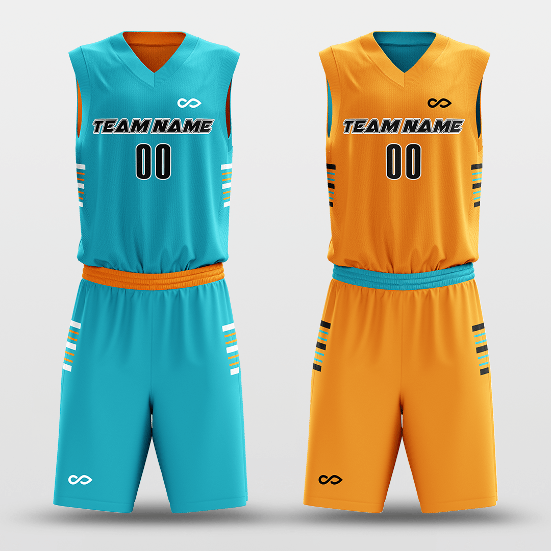 Orange&Blue Custom Reversible Basketball Set