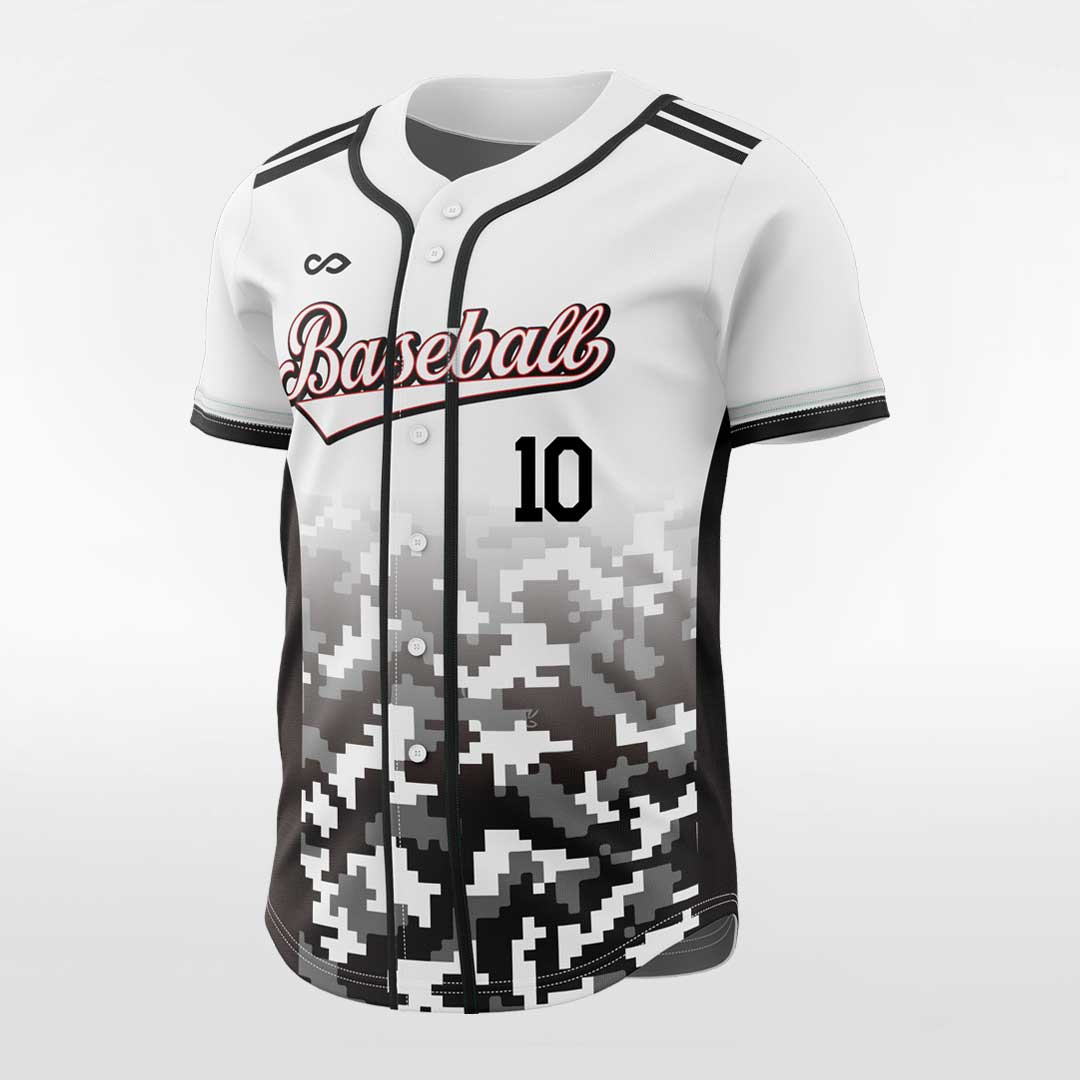 Black Square Men Button Down Baseball Jersey