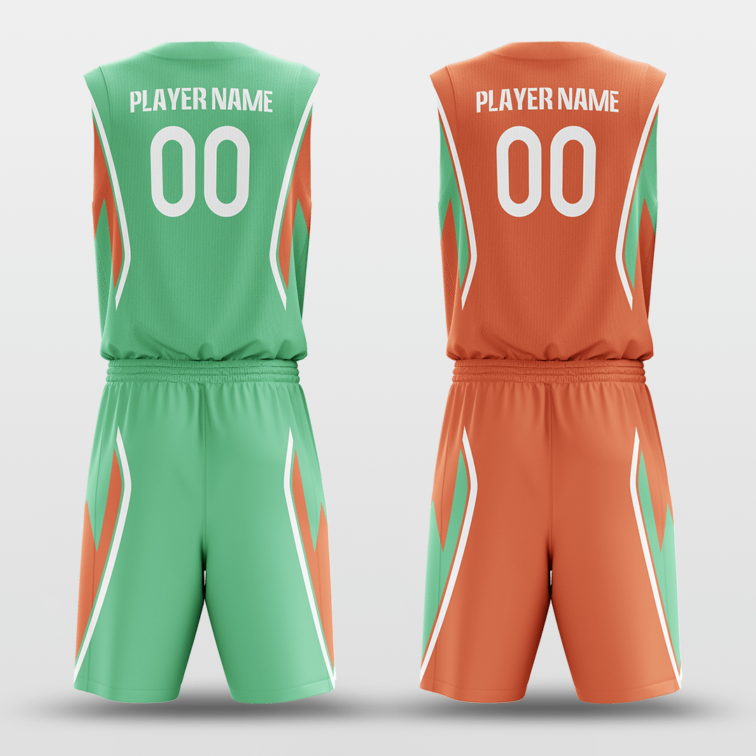 Green & Orange Custom Sublimated Basketball Set