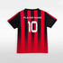 Red and Black Stripe Kid Soccer Uniform