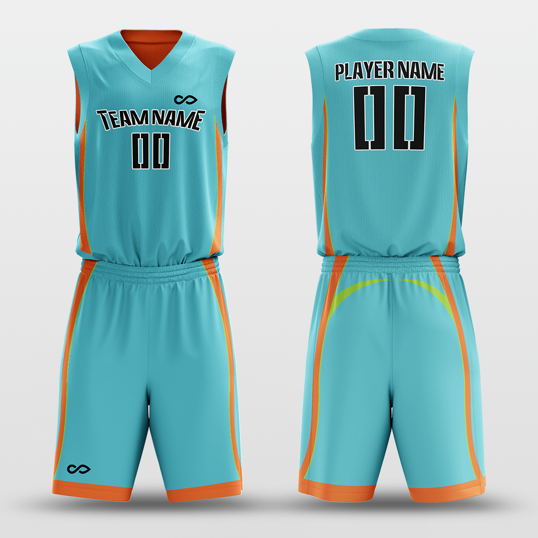 Cyan&Orange Customized Classic20 Reversible Basketball Set