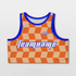 Checkerboard Loose Women Crop Tops Orange