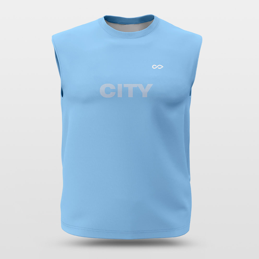 City Blue - Customized Wide Shoulder Basketball Jersey Sleeveless