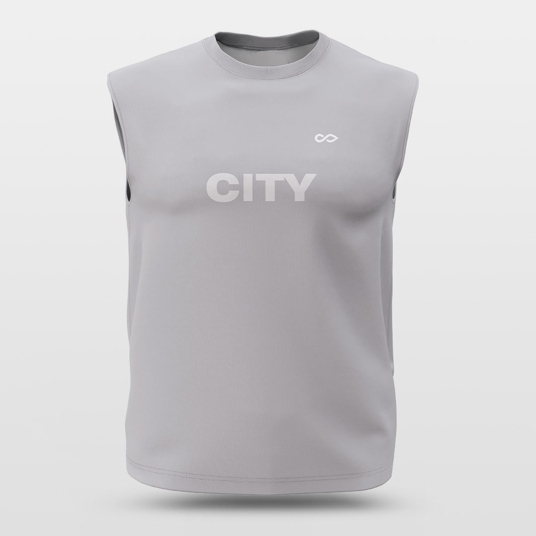 City Grey - Customized Wide Shoulder Basketball Jersey Sleeveless