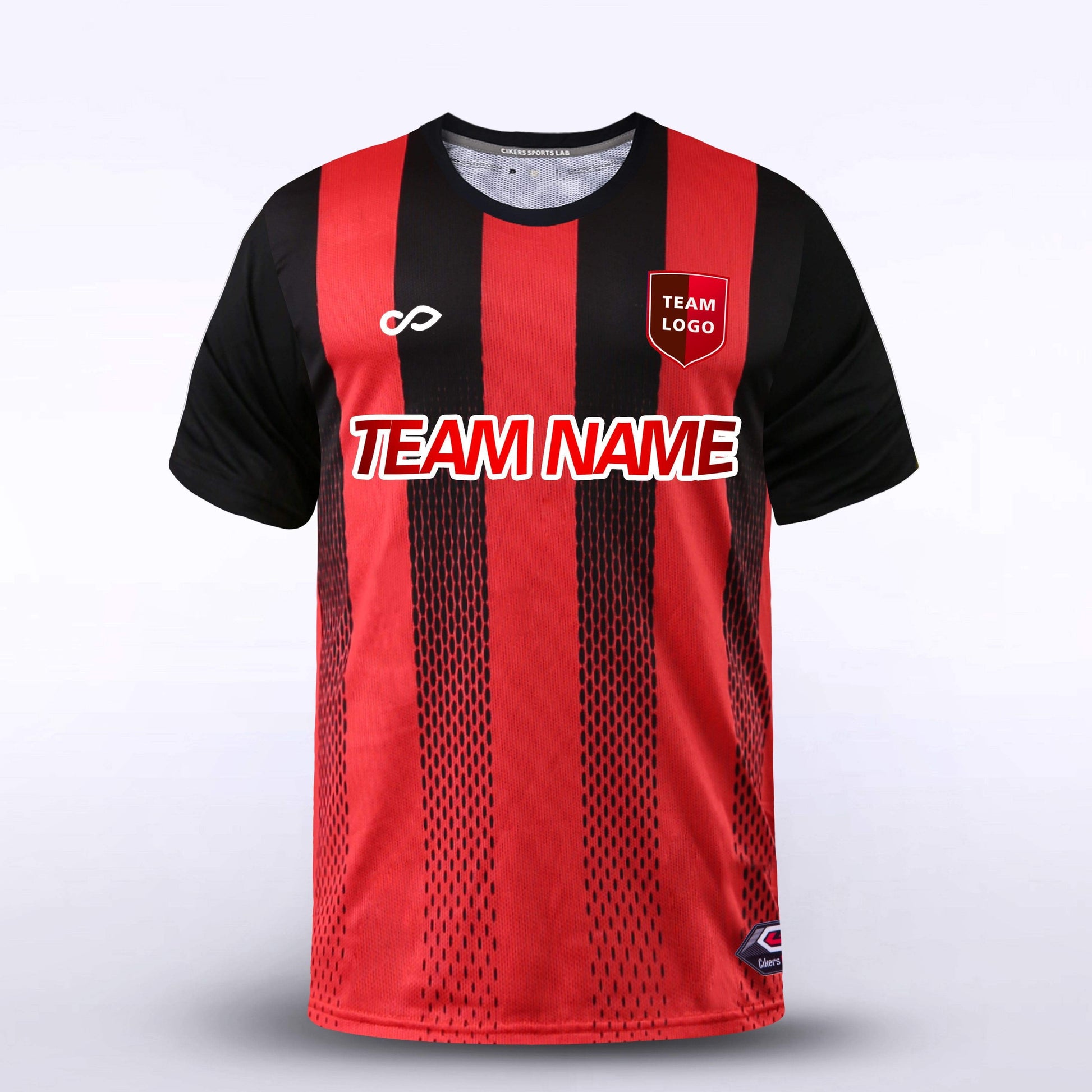 Red and Black Stripe Kid Soccer Uniform