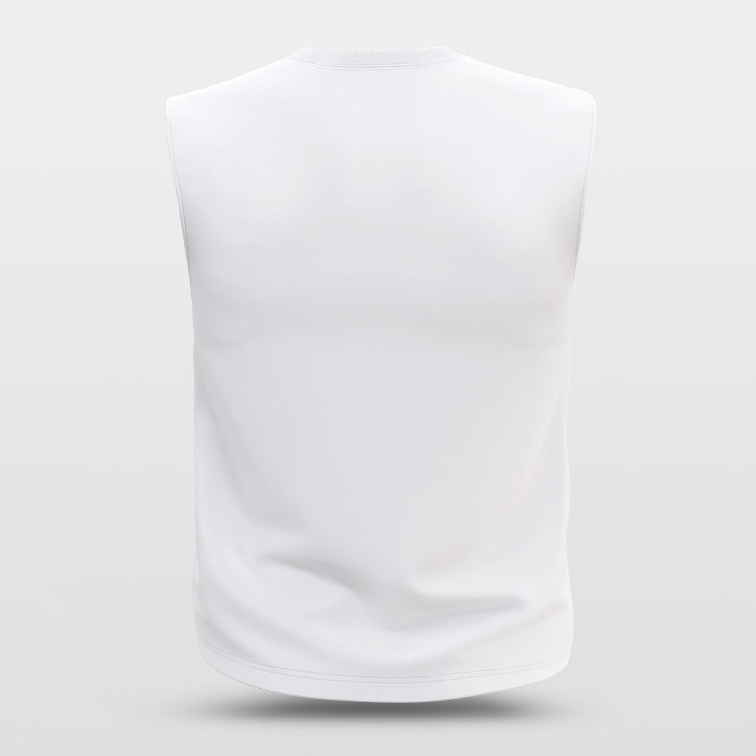 City White - Customized Wide Shoulder Basketball Jersey Sleeveless