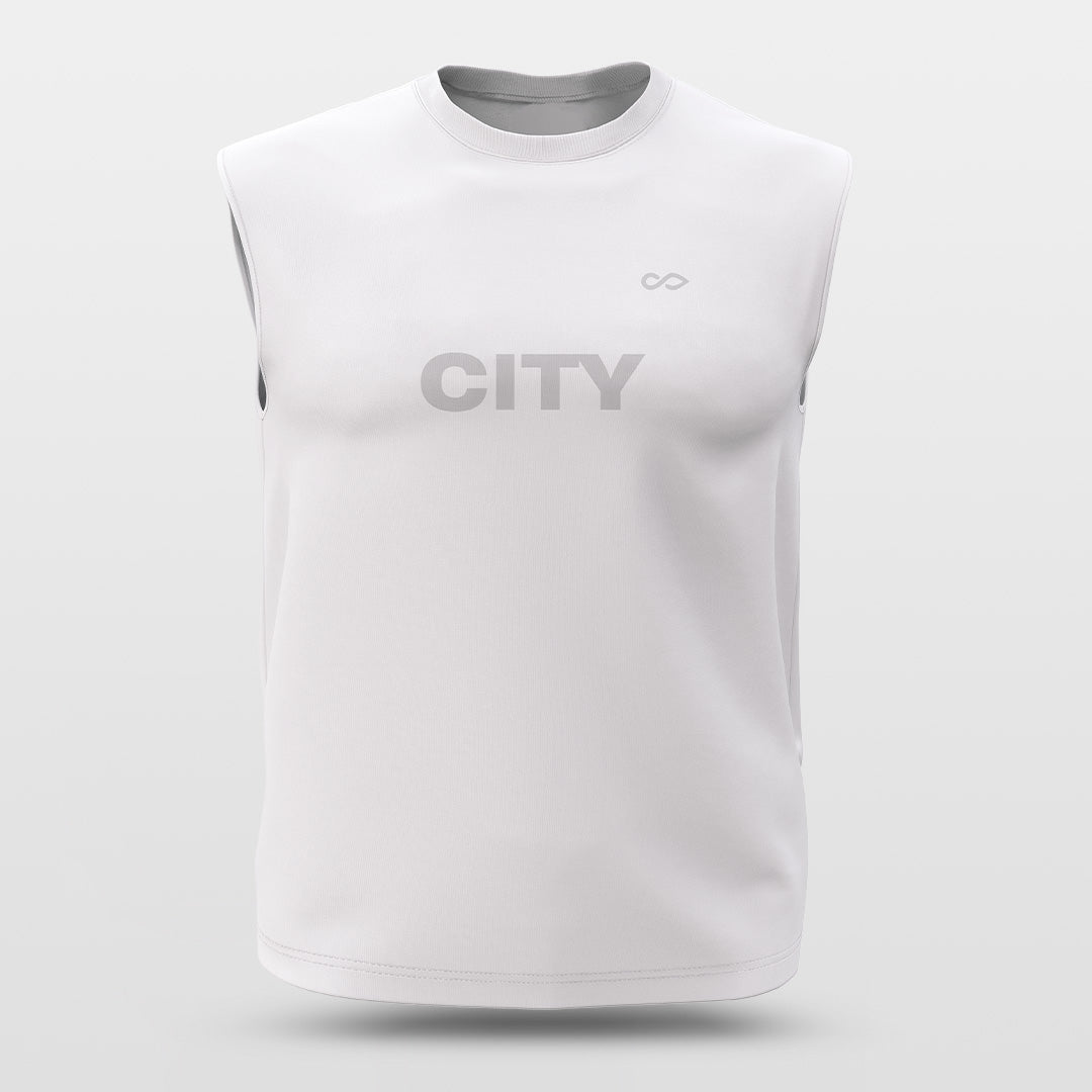City White - Customized Wide Shoulder Basketball Jersey Sleeveless