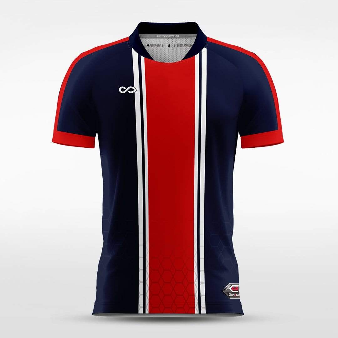 Navy&Red Striped Custom Soccer Shirts