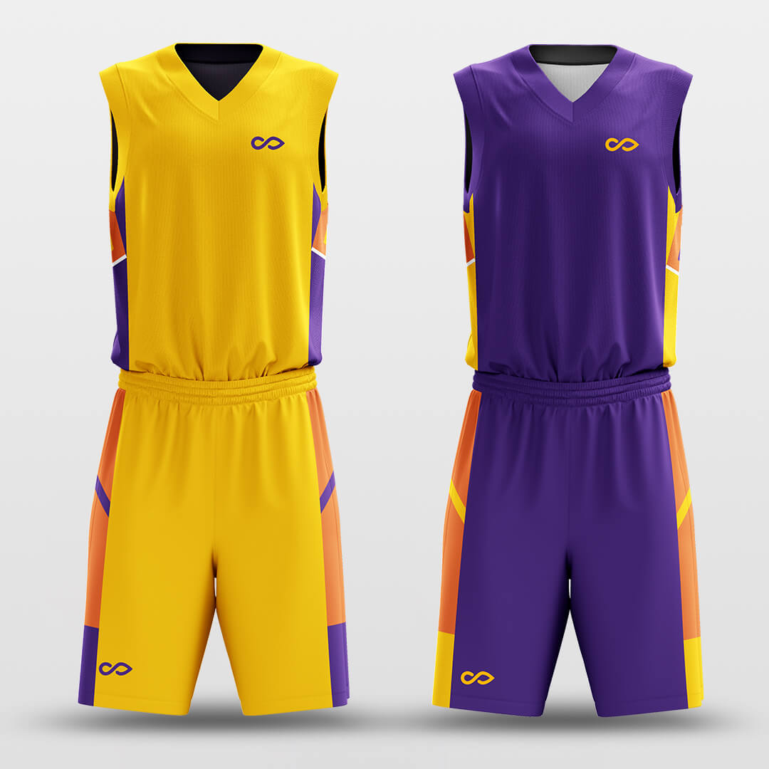 purple gold puzzles custom basketball jersey